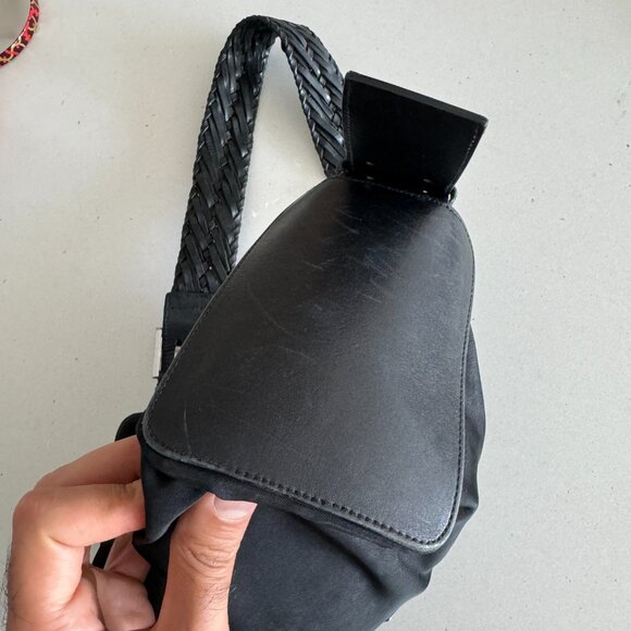 Prada Semitracolla nylon black purse Authentic Leather Handle RARE See Photos - Picture 10 of 14